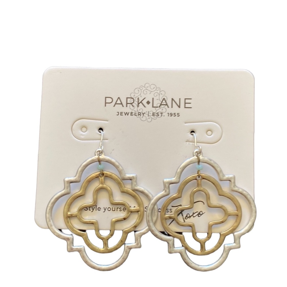 NIB Park Lane two tone medallion earrings
